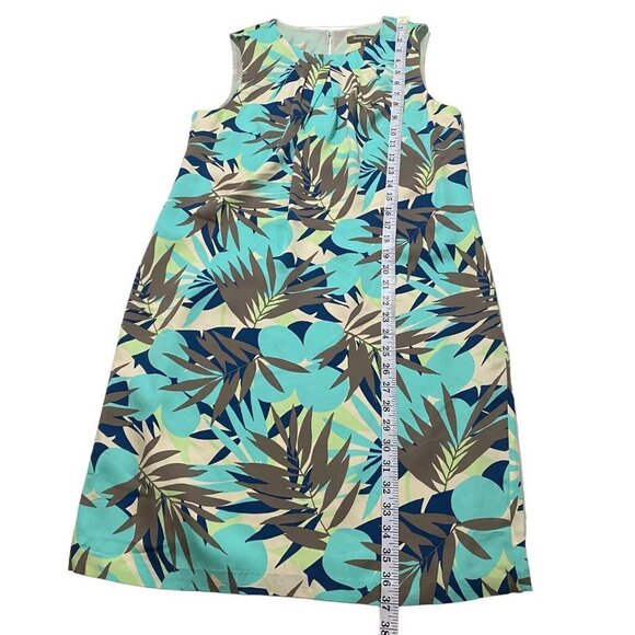 Tommy Bahama Women Blue 100% Silk Hawaiian Palm Leaves Floral Sheath Dress Sz 8 - Picture 12 of 15